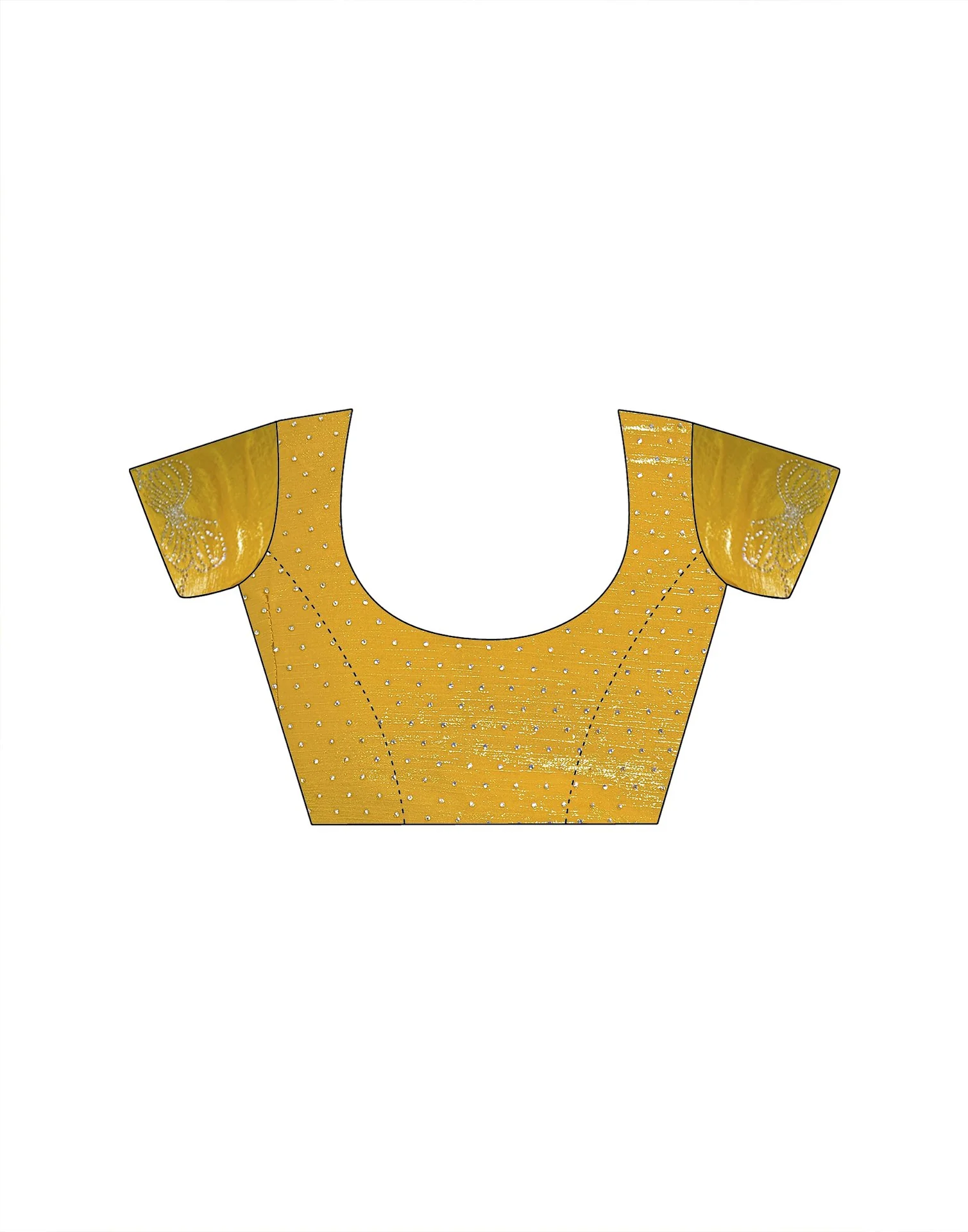 Yellow Shimmer Stone Work Swarovski Saree - Image 11
