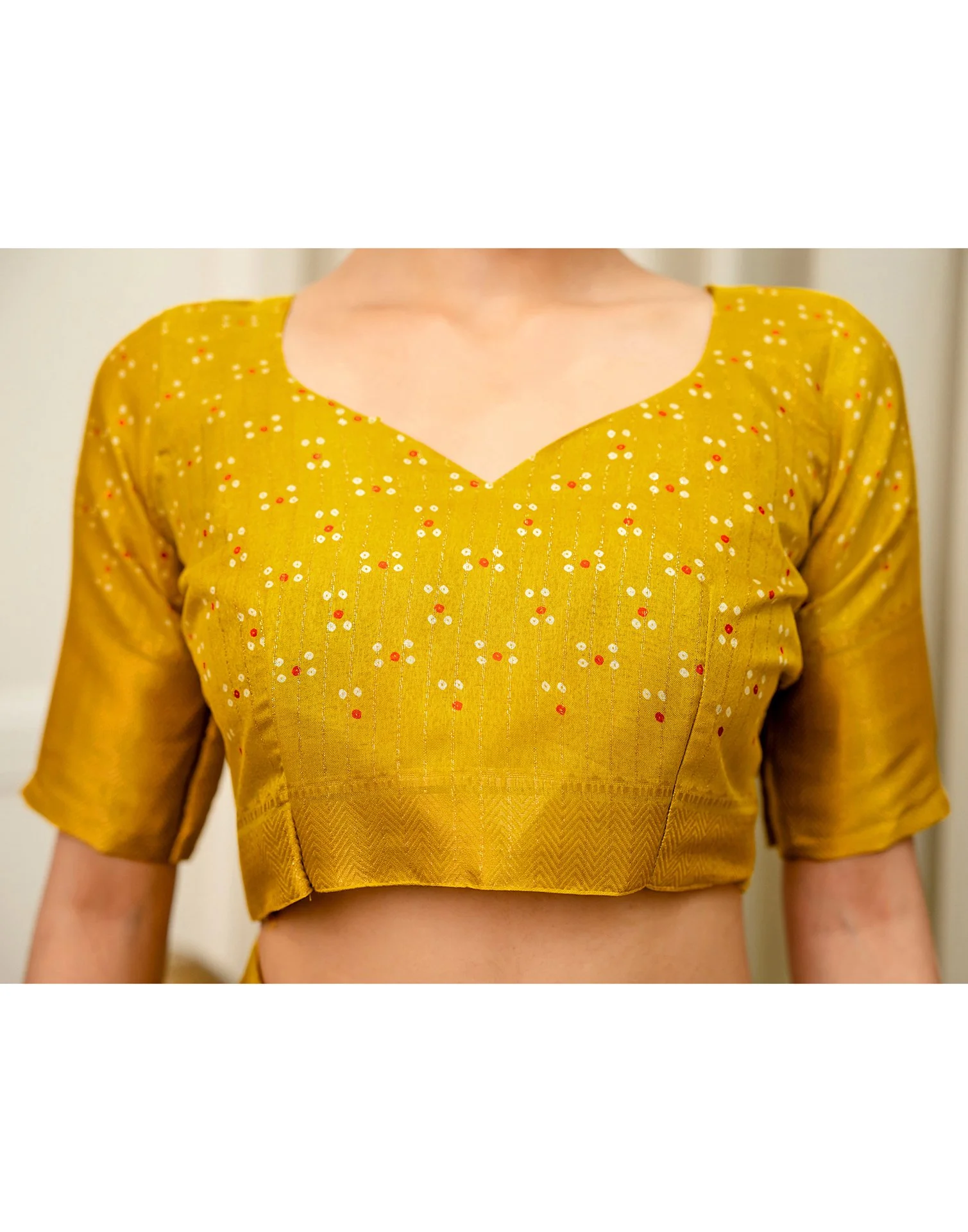 Yellow Silk Bandhani Printed Zari Stripe SareeĀ - Image 13