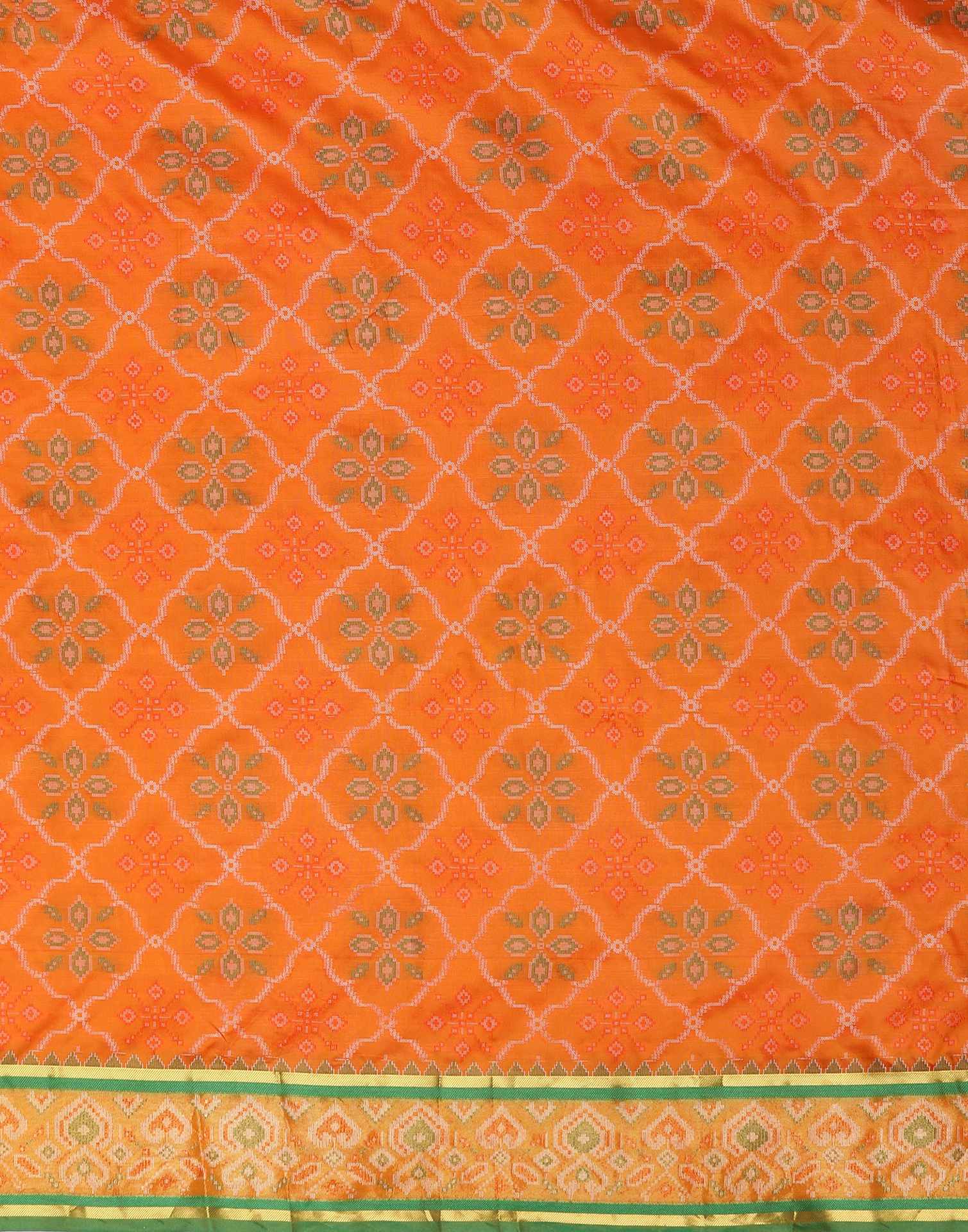 Orange Silk Patola Woven Saree - Image 7