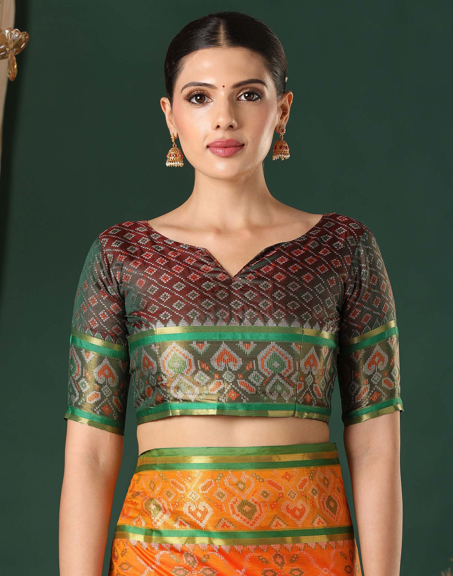 Orange Silk Patola Woven Saree - Image 9