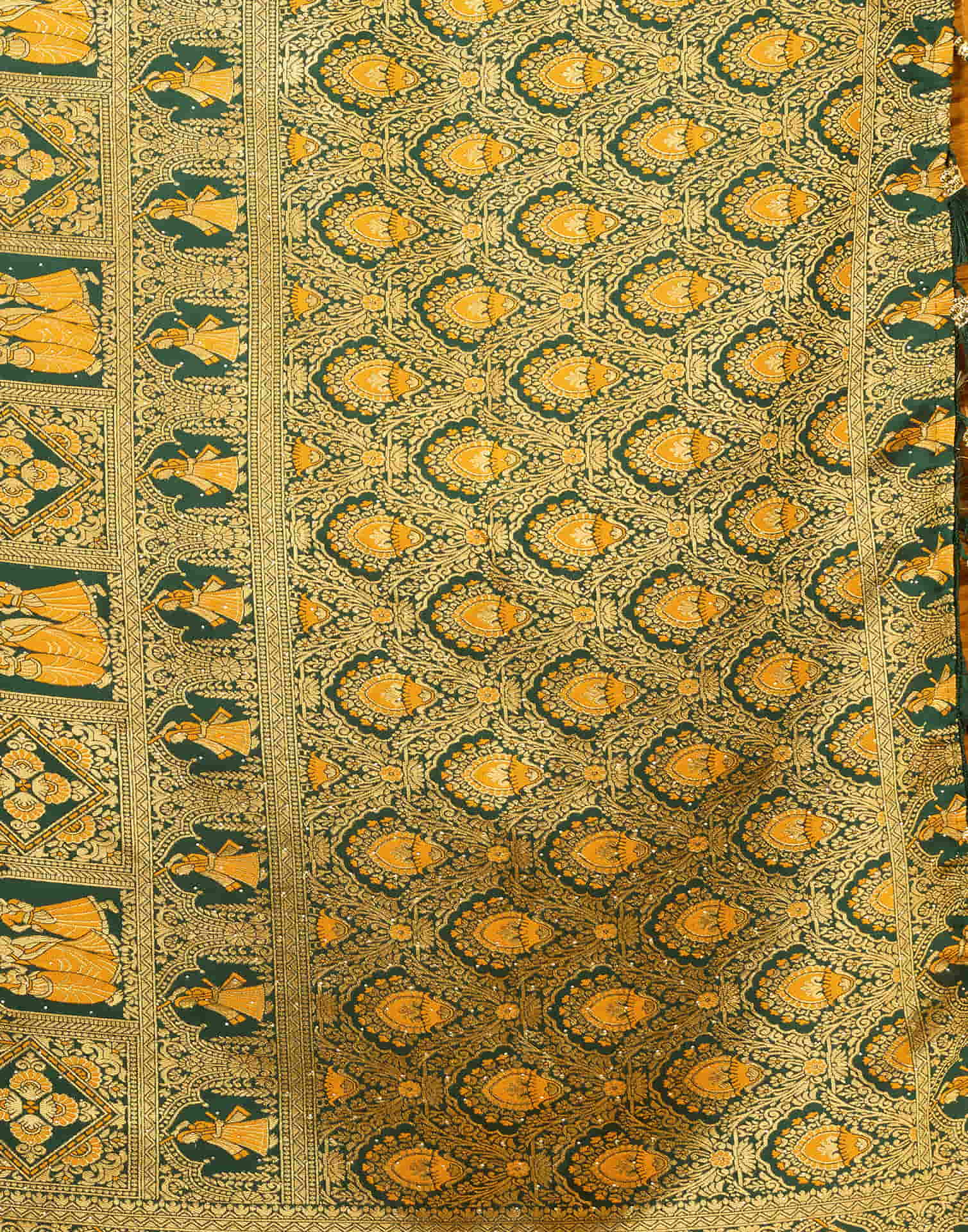 Yellow Silk Woven Baluchari Saree - Image 7