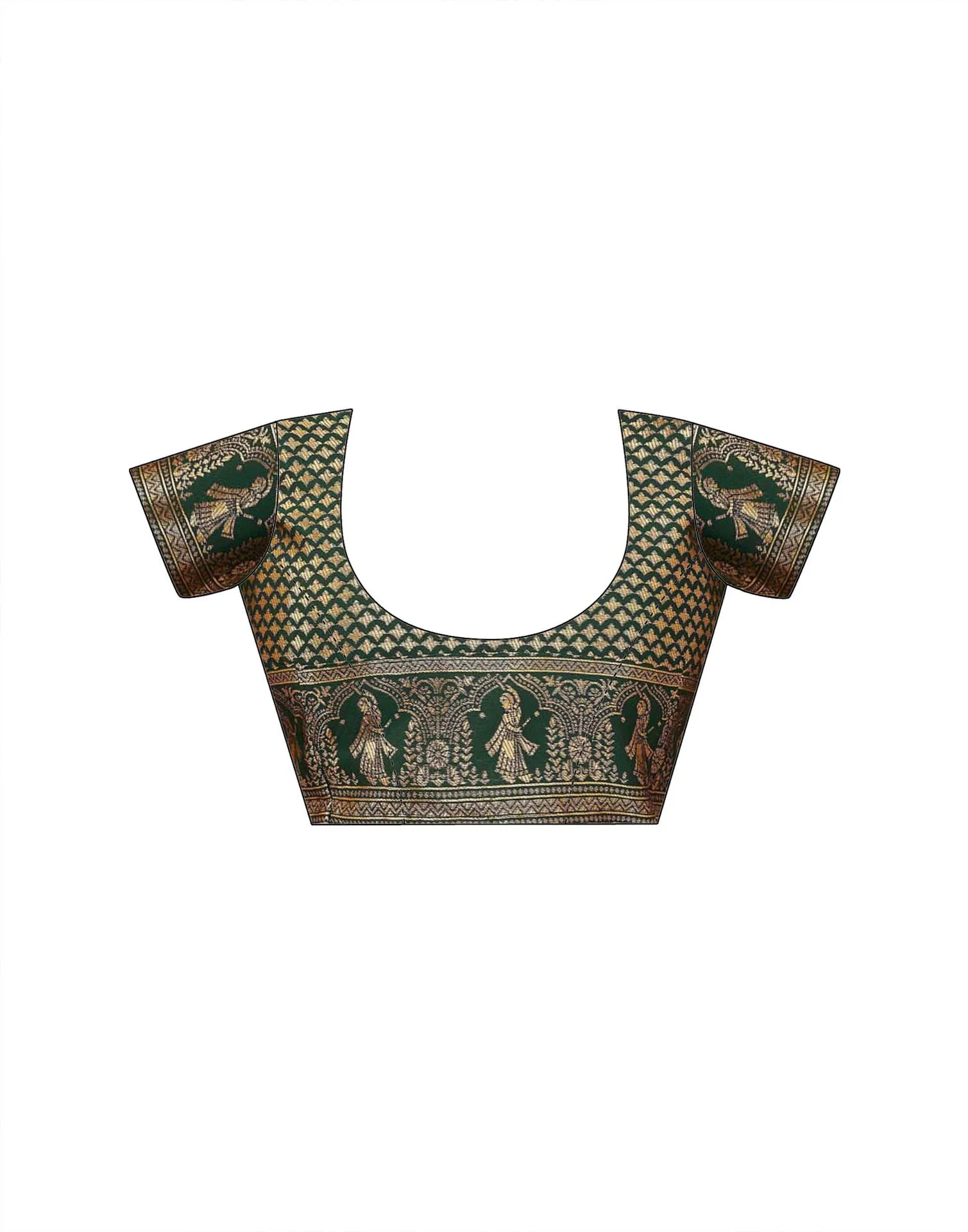 Yellow Silk Woven Baluchari Saree - Image 9