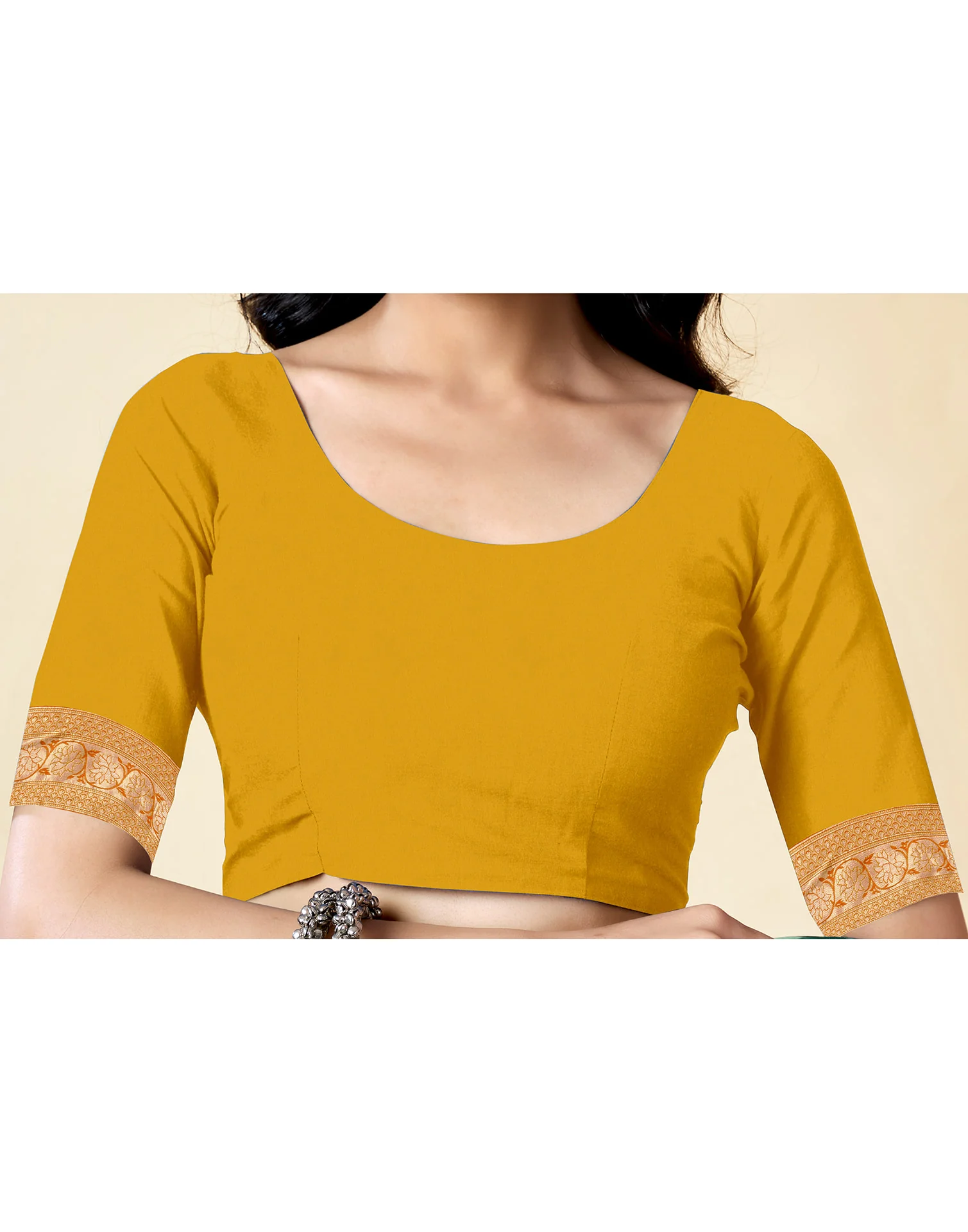 Yellow Silk Woven Banarasi Saree - Image 7