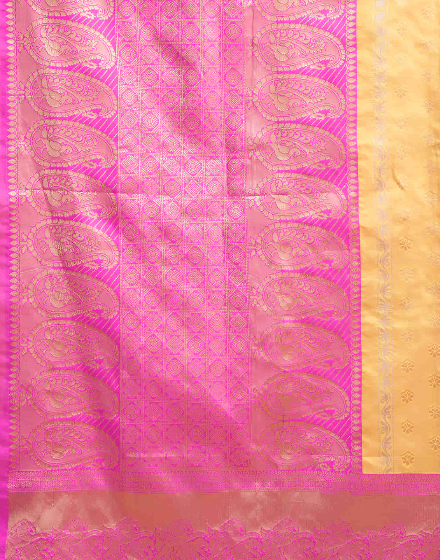 Yellow Silk Woven Banarasi Saree - Image 8