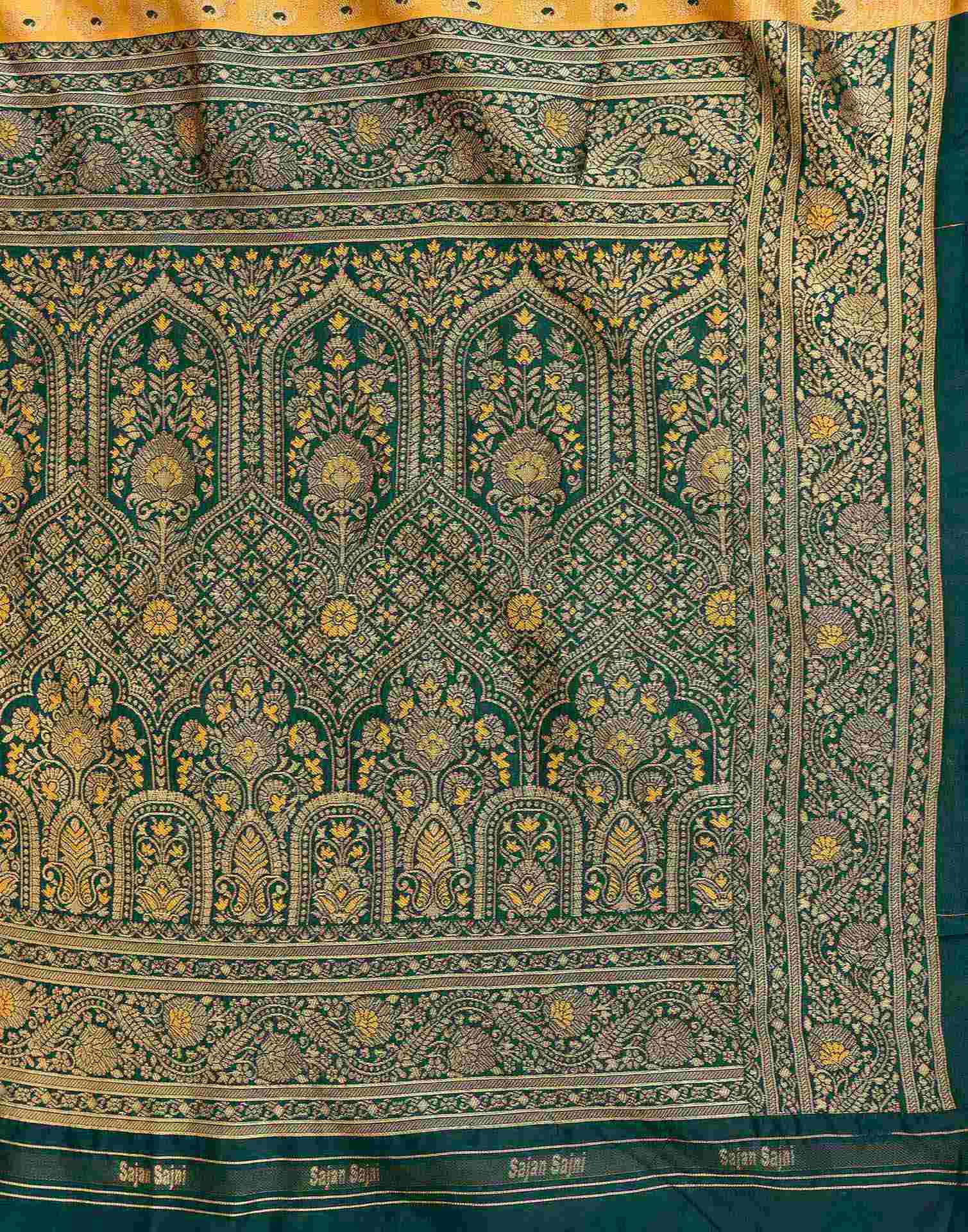 Yellow Silk Woven Banarasi Saree - Image 7