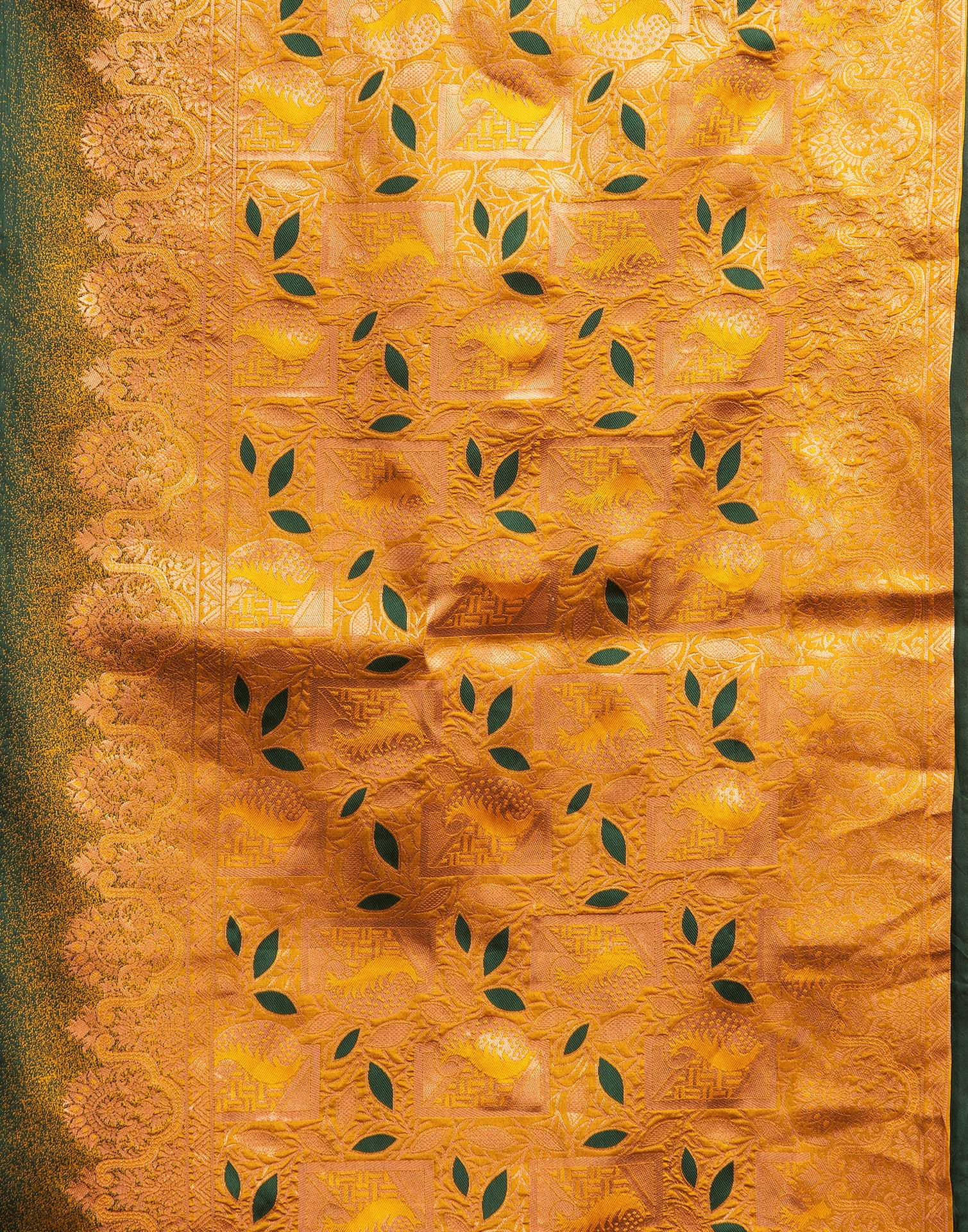 Yellow Silk Woven Banarasi Saree - Image 8