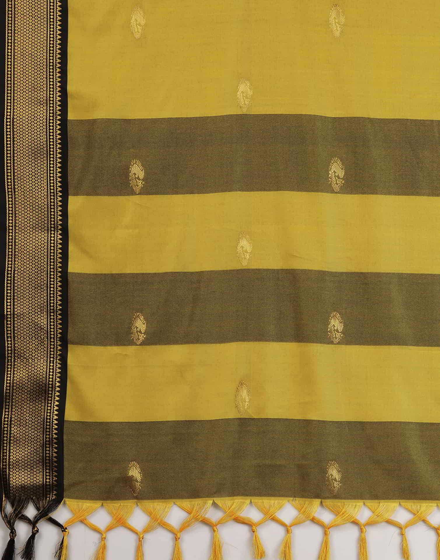 Mustard Yellow Silk Woven Kanjivaram Saree - Image 9