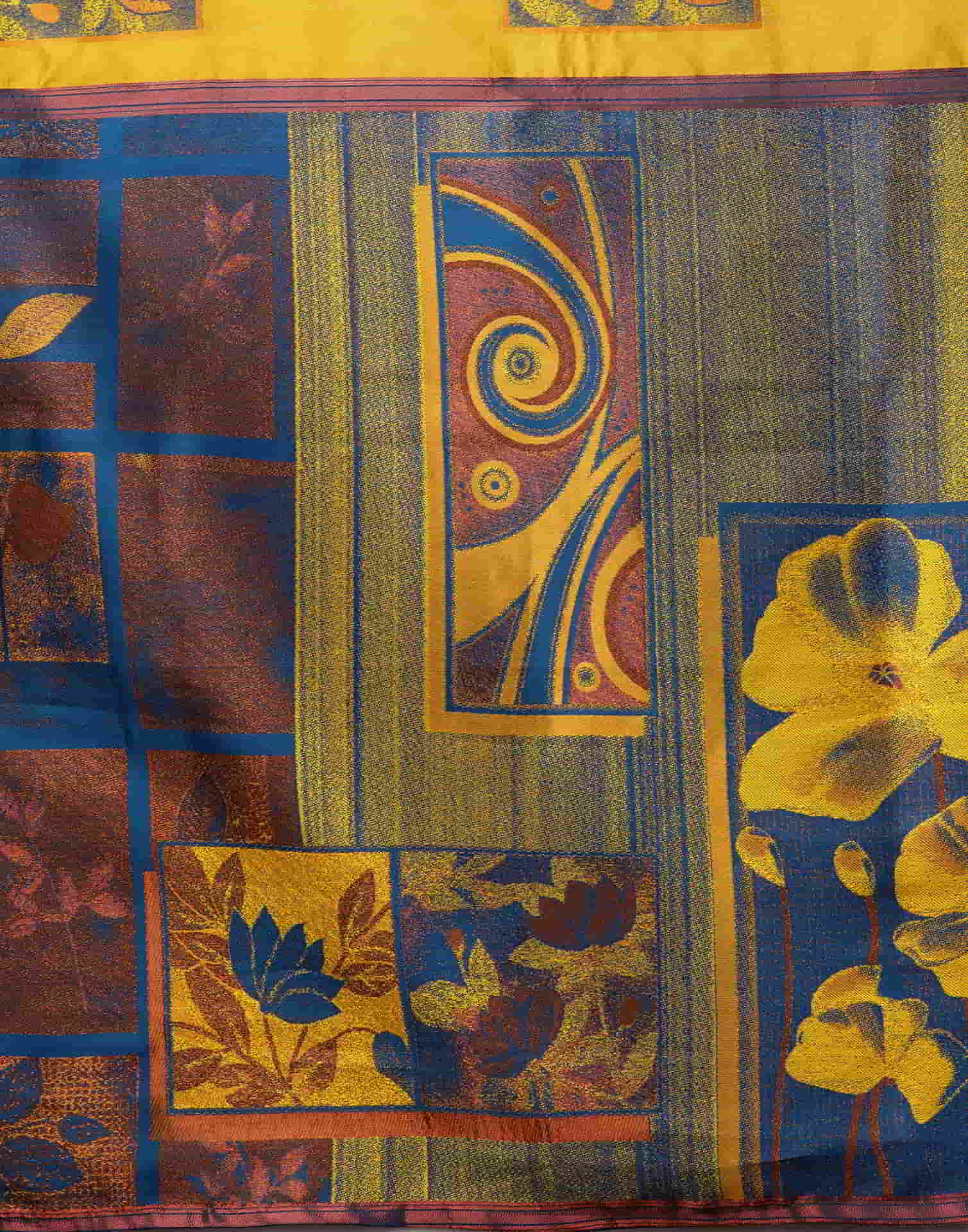 Turmeric Yellow Silk Woven Banarasi Saree - Image 7