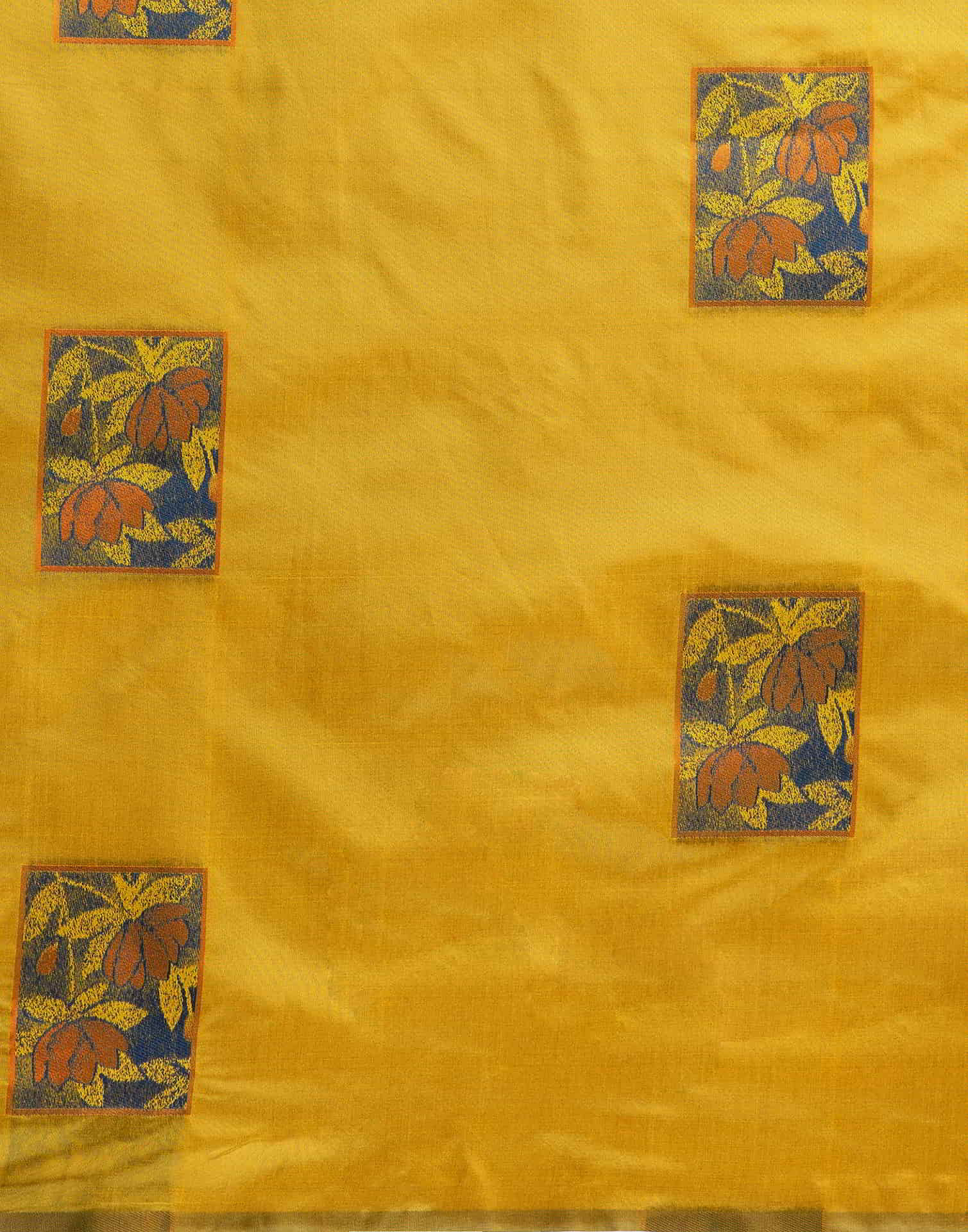 Turmeric Yellow Silk Woven Banarasi Saree - Image 8