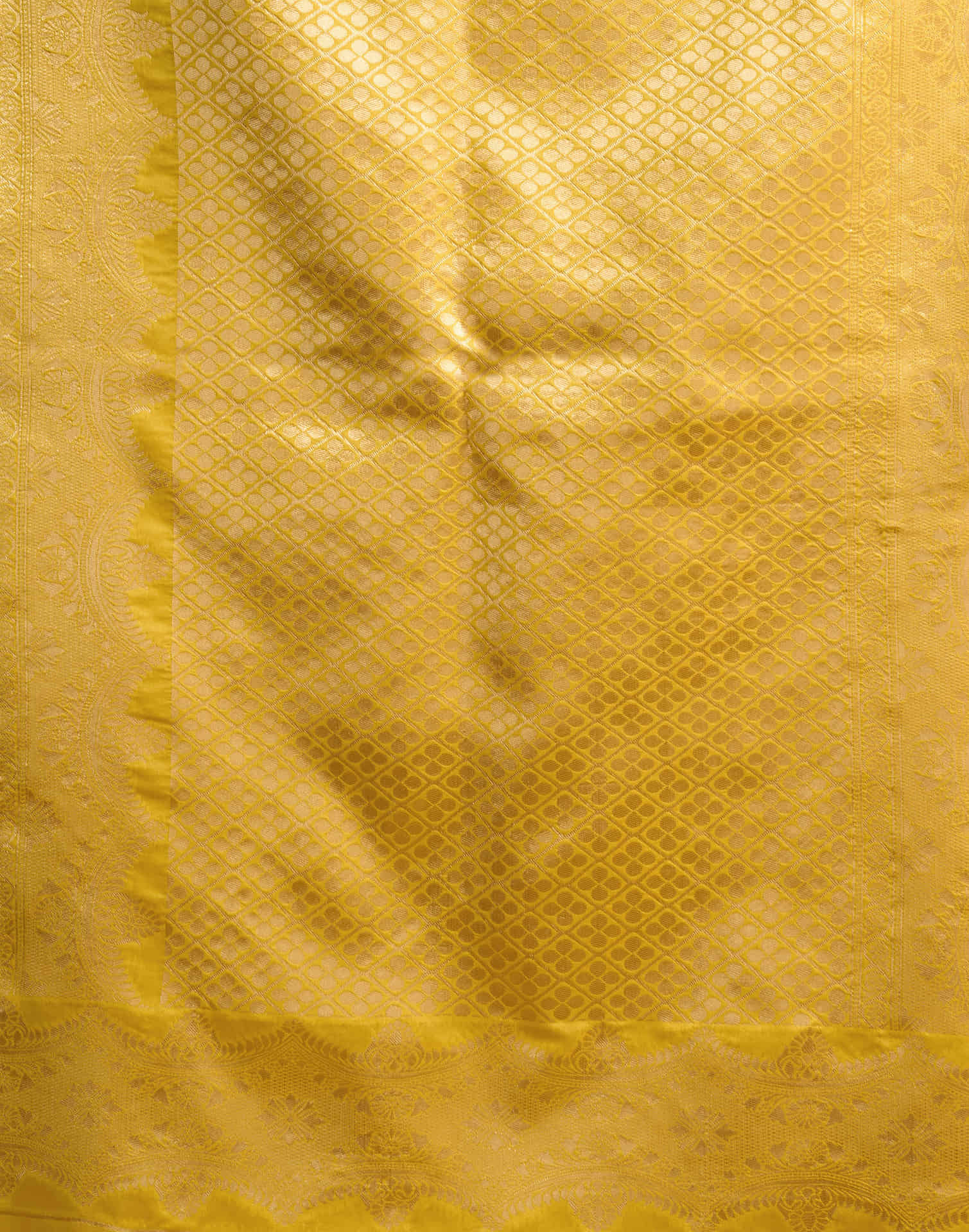 Yellow Silk Woven Banarasi Saree - Image 8