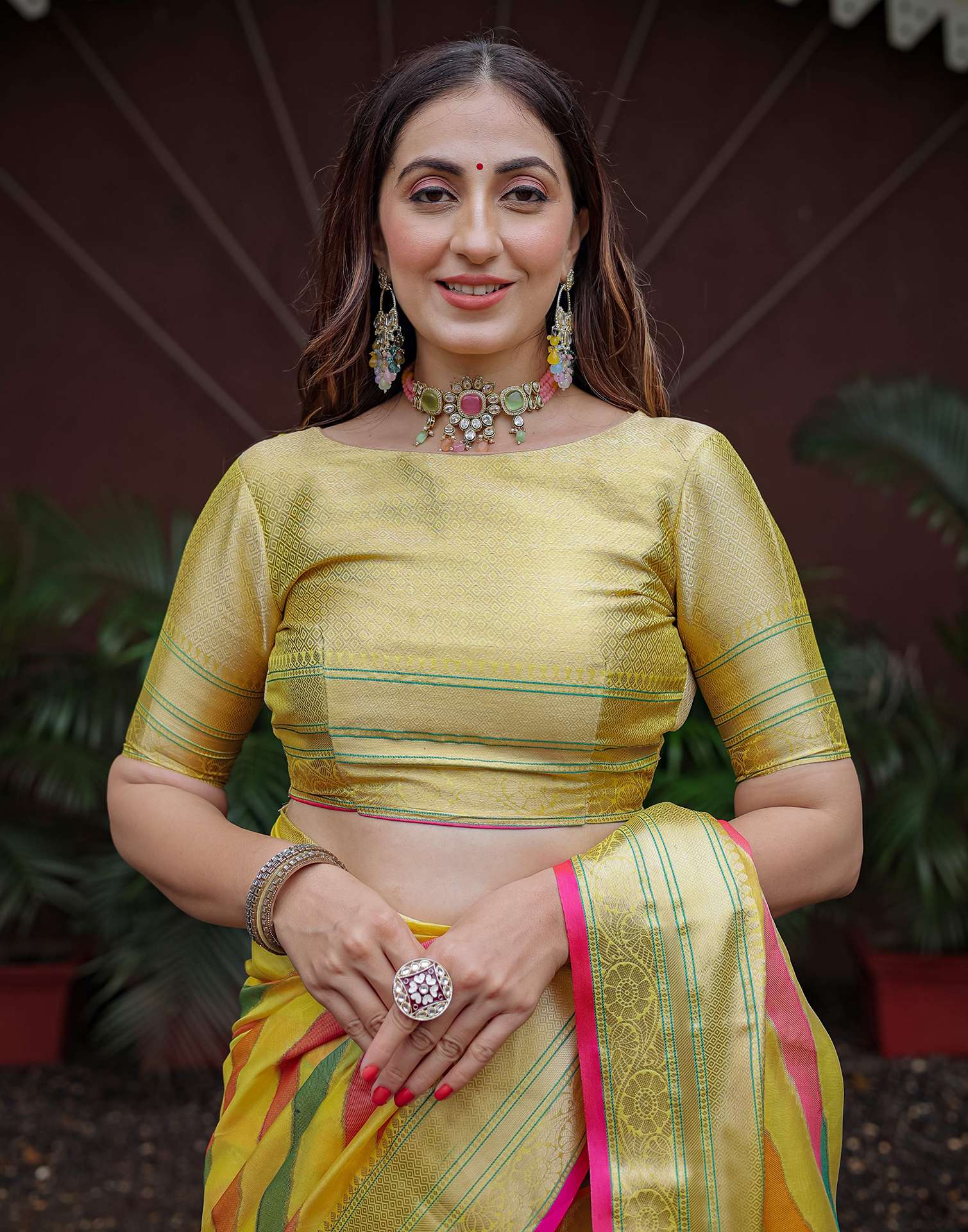 Multicoloured Silk Woven Saree - Image 12