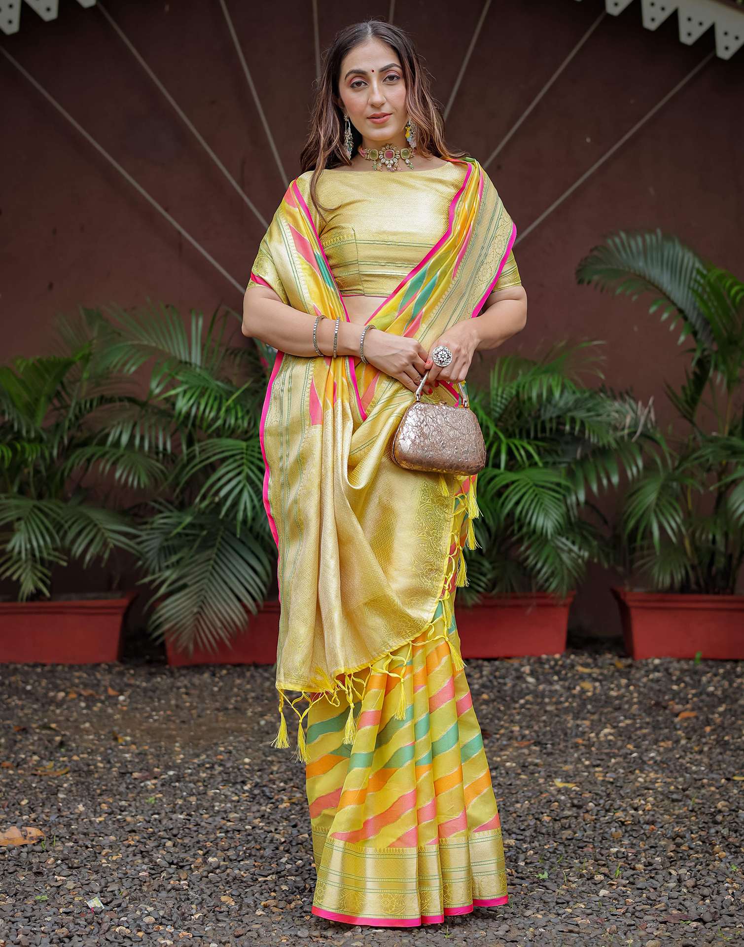 Multicoloured Silk Woven Saree - Image 9