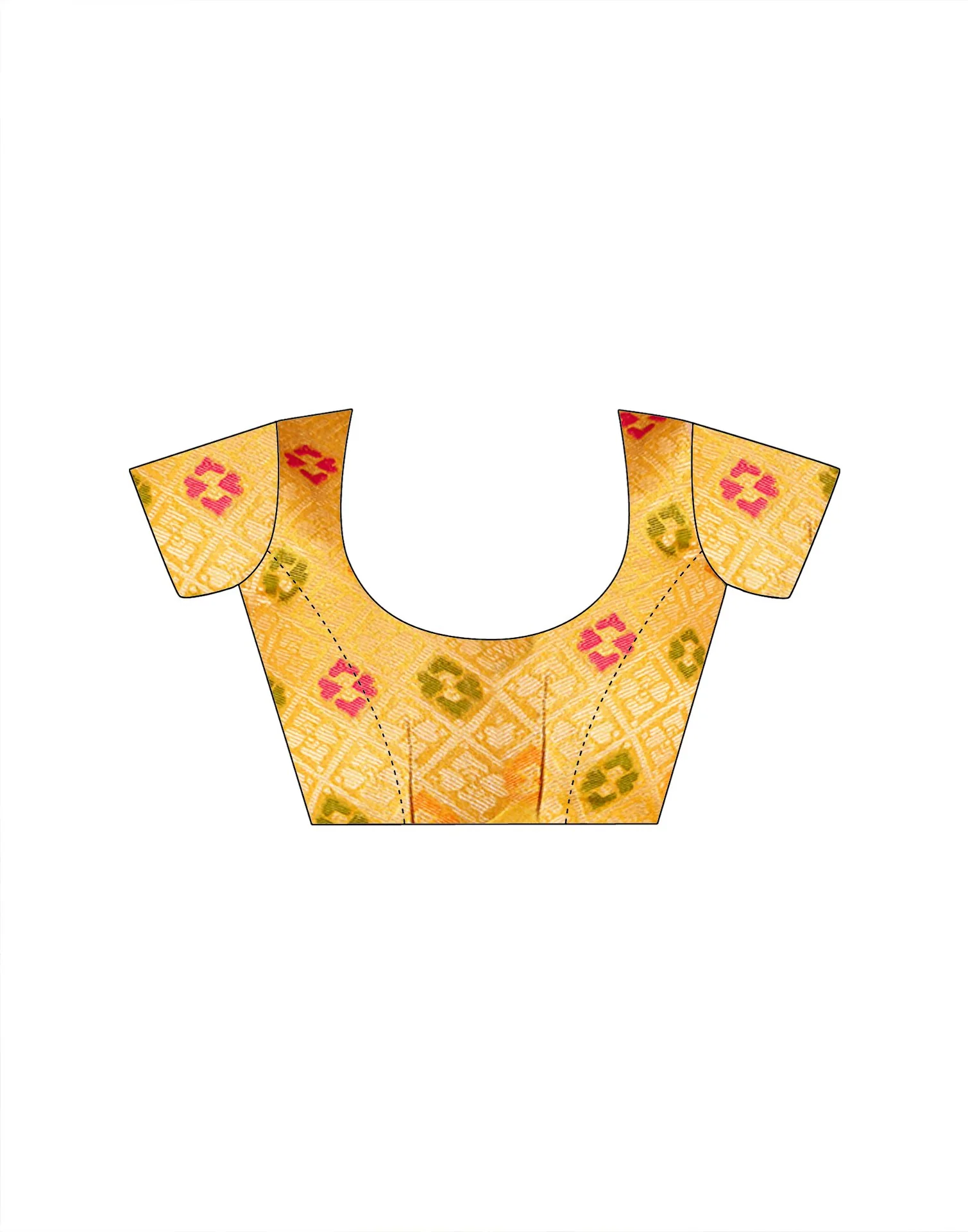 Yellow Tissue Silk Woven Floral Saree - Image 8