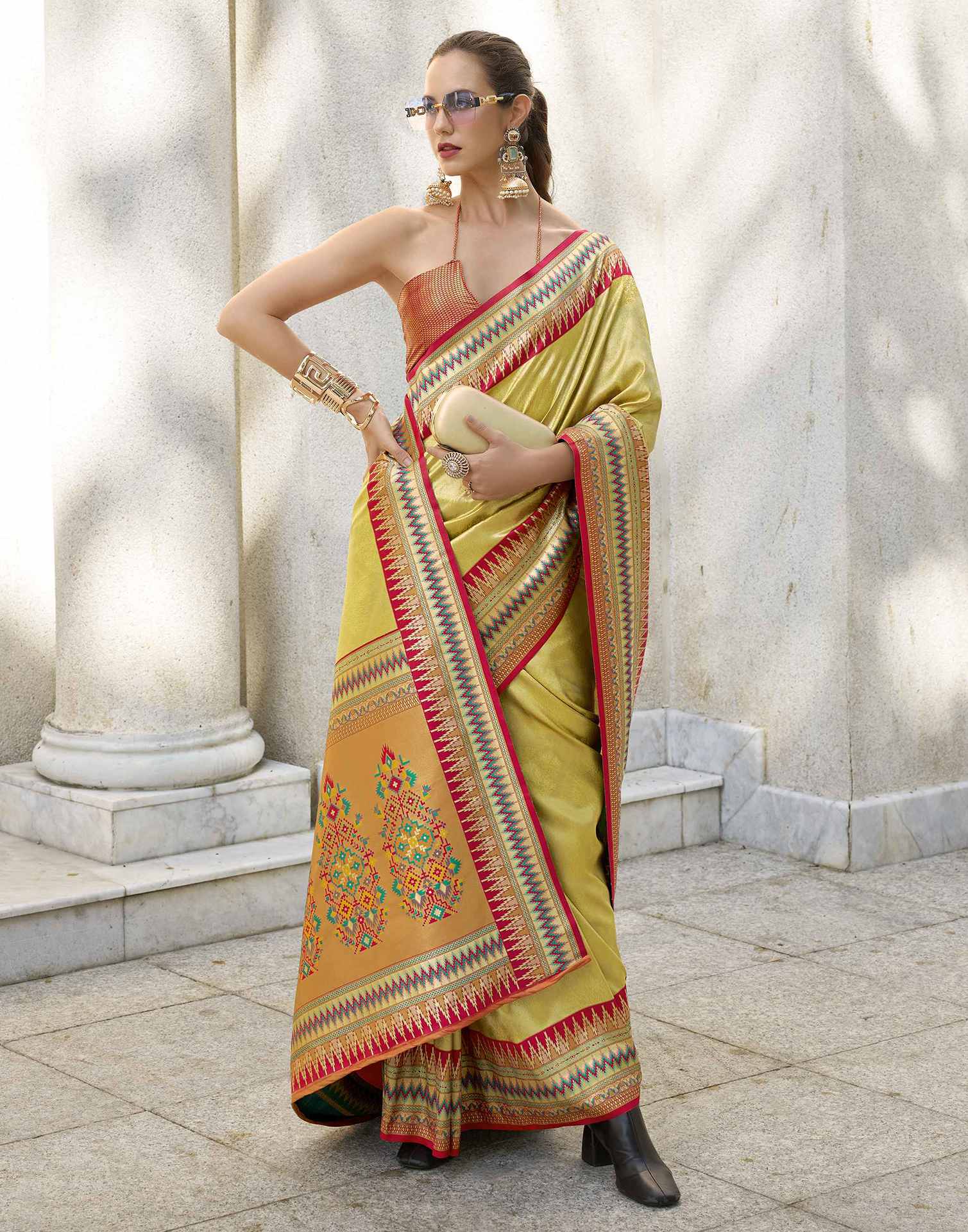 Green Tissue Silk Woven Paithani Saree - Image 4