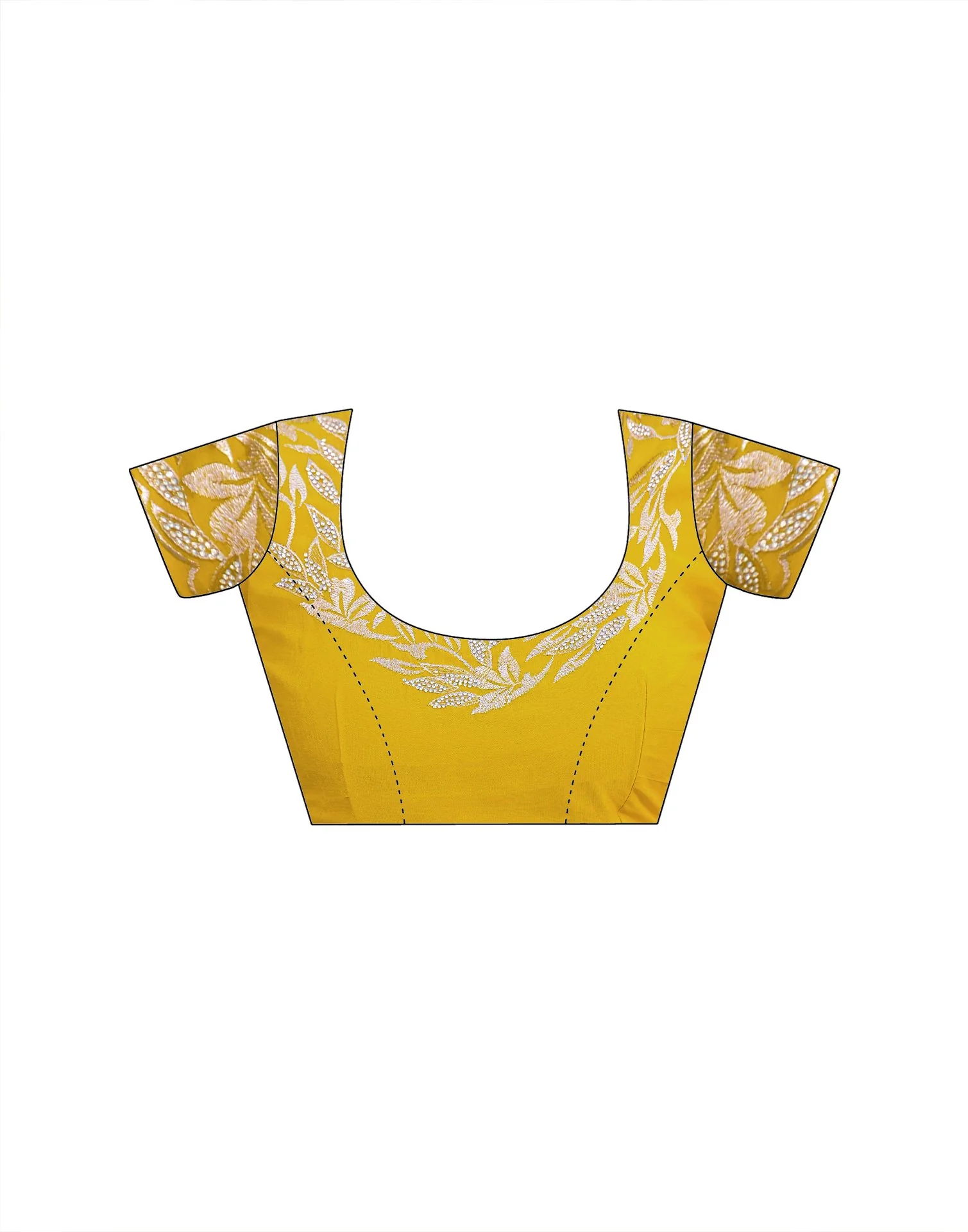 Yellow Vichitra Silk Embroidery Saree - Image 13